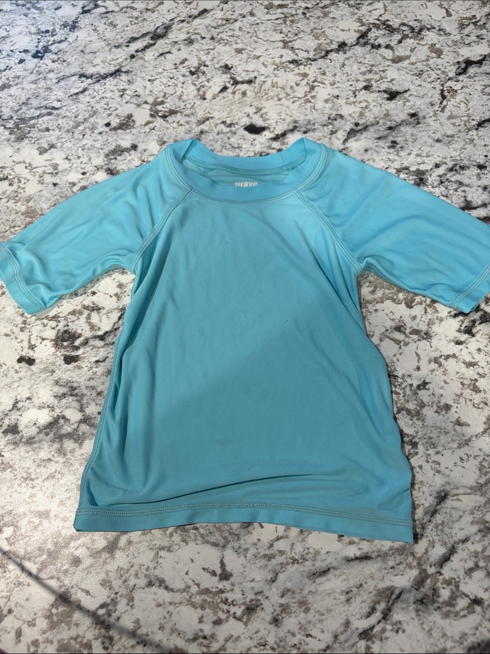 Light Aqua Kids Short-Sleeve Rashguard Swim Top